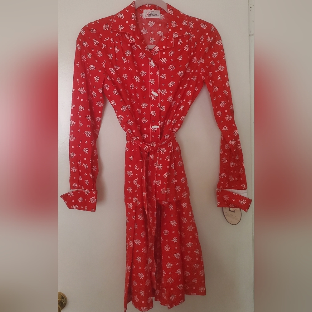 Vintage Deadstock Jonathan Logan The Kollection Red Flower Jacket and Skirt Set.